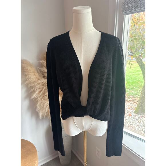Jacquemos Le Gilet Noue Black Twist Front Crop Cardigan Sweater Womens Size 8 - Picture 5 of 10